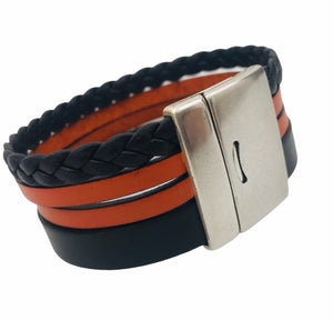 Bracelet Manchette Unisexe en Cuir avec Fermoir Magnétique 30 mm - Bragance, Élégance et Originalité