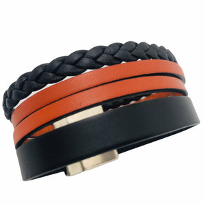 Bracelet Manchette Unisexe en Cuir avec Fermoir Magnétique 30 mm - Bragance, Élégance et Originalité