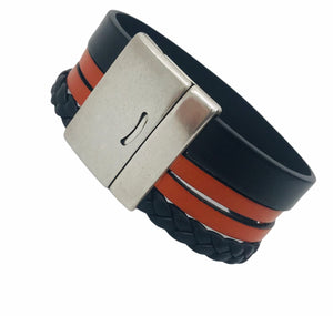 Bracelet Manchette Unisexe en Cuir avec Fermoir Magnétique 30 mm - Bragance, Élégance et Originalité
