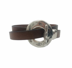 Bracelet Femme Cuir Plat 10 mm Double Tours-Braga