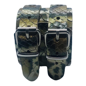 Bracelet de Force en Cuir Véritable Double Lanières Effet Python-CACEM