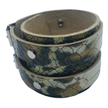 Charger l&#39;image dans la galerie, Bracelet de Force en Cuir Véritable Double Lanières Effet Python-CACEM
