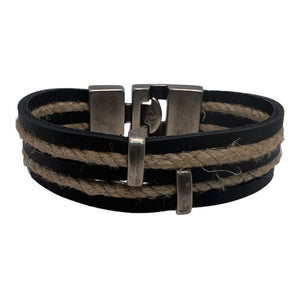 Bracelet Homme Punto Ar 202 - Élégance Naturelle en Cuir et Chanvre