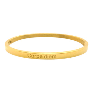 BRACELET MESSAGE doré  " Carpe diem"