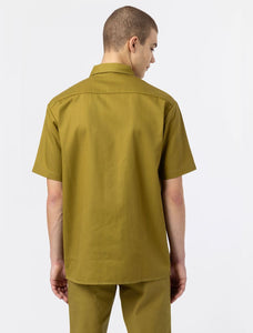 Chemise Homme Dickies Work Shirt Kaki Clair à Manches Courtes - Style Décontracté et Pratique