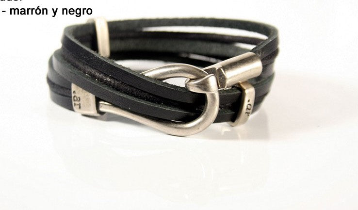 Bracelet Homme Cuir Punto AR Corto Maltes 132 - Élégance Masculine en Noir et Brun