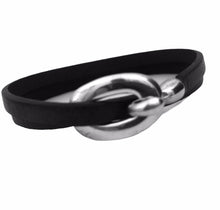 Charger l&#39;image dans la galerie, Bracelet Femme Cuir Plat 5 mm Double Tours Cuir Fermoir finition Plaqué Argent-Elvas
