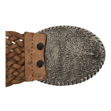 Charger l&#39;image dans la galerie, Ceinture Femme Cuir Véritable Tréssé 6 cm Boucle Ovale Western Cactus Largeur 7 cm-Camel-CTR2003
