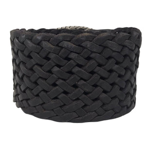 Ceinture Femme Cuir Véritable Tréssé 6 cm avec Boucle Ovale Western Cactus - Noire - CTR2001