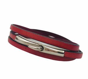 Bracelet Femme Cuir Plat 5 mm Triple Tours-Gaia