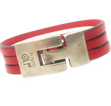 Charger l&#39;image dans la galerie, Bracelet Unisexe en Cuir Plat Punto Ar 37 - Noir, Brun, Rouge - Élégance et Originalité
