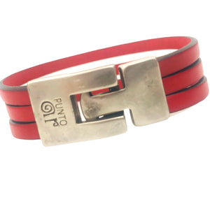 Bracelet Unisexe en Cuir Plat Punto Ar 37 - Noir, Brun, Rouge - Élégance et Originalité