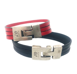 Bracelet Unisexe en Cuir Plat Punto Ar 37 - Noir, Brun, Rouge - Élégance et Originalité