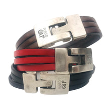 Charger l&#39;image dans la galerie, Bracelet Unisexe en Cuir Plat Punto Ar 37 - Noir, Brun, Rouge - Élégance et Originalité
