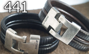 Bracelet Homme Cuir Punto AR Jack Kerouac 441 - Élégance Masculine en Noir et Brun