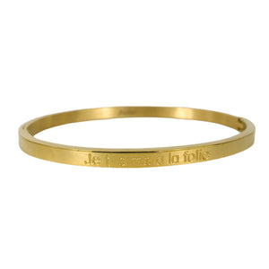 BRACELET MESSAGE doré "Je t'aime à la folie"