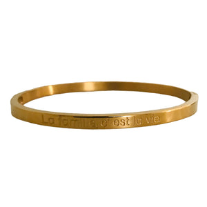 BRACELET MESSAGE doré "La famille c'est la vie"