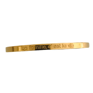 BRACELET MESSAGE doré "La famille c'est la vie"