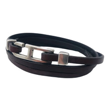 Charger l&#39;image dans la galerie, Bracelet Homme &amp; Femme Cuir Plat 5 mm Triple Tours - Lagos, Élégance Unisexe en Couleurs Variées
