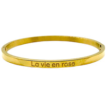 Charger l&#39;image dans la galerie, BRACELET MESSAGE doré &quot;la vie en rose&quot;
