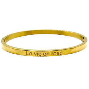BRACELET MESSAGE doré "la vie en rose"