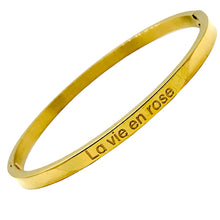 Charger l&#39;image dans la galerie, BRACELET MESSAGE doré &quot;la vie en rose&quot;
