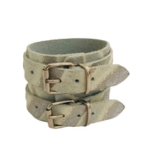 Charger l&#39;image dans la galerie, Bracelet de Force en Cuir Gris Métallique-Lima
