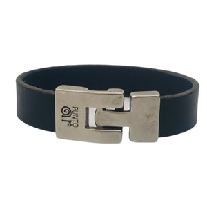 Bracelet Homme Cuir Plat Punto Ar 20 - Élégance Masculine en Noir et Brun