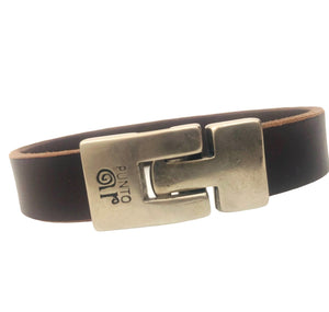 Bracelet Homme Cuir Plat Punto Ar 20 - Élégance Masculine en Noir et Brun