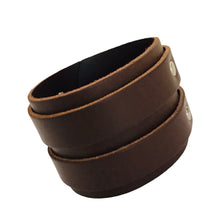 Charger l&#39;image dans la galerie, Bracelet de Force en Cuir Véritable Double Lanières Marrron Foncé-Mafra
