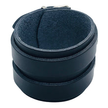 Charger l&#39;image dans la galerie, Bracelet de Force en Cuir Véritable Pour Homme et Femme Double Lanières Bracelet de Force en Cuir Véritable Double Lanières Noir-Maia
