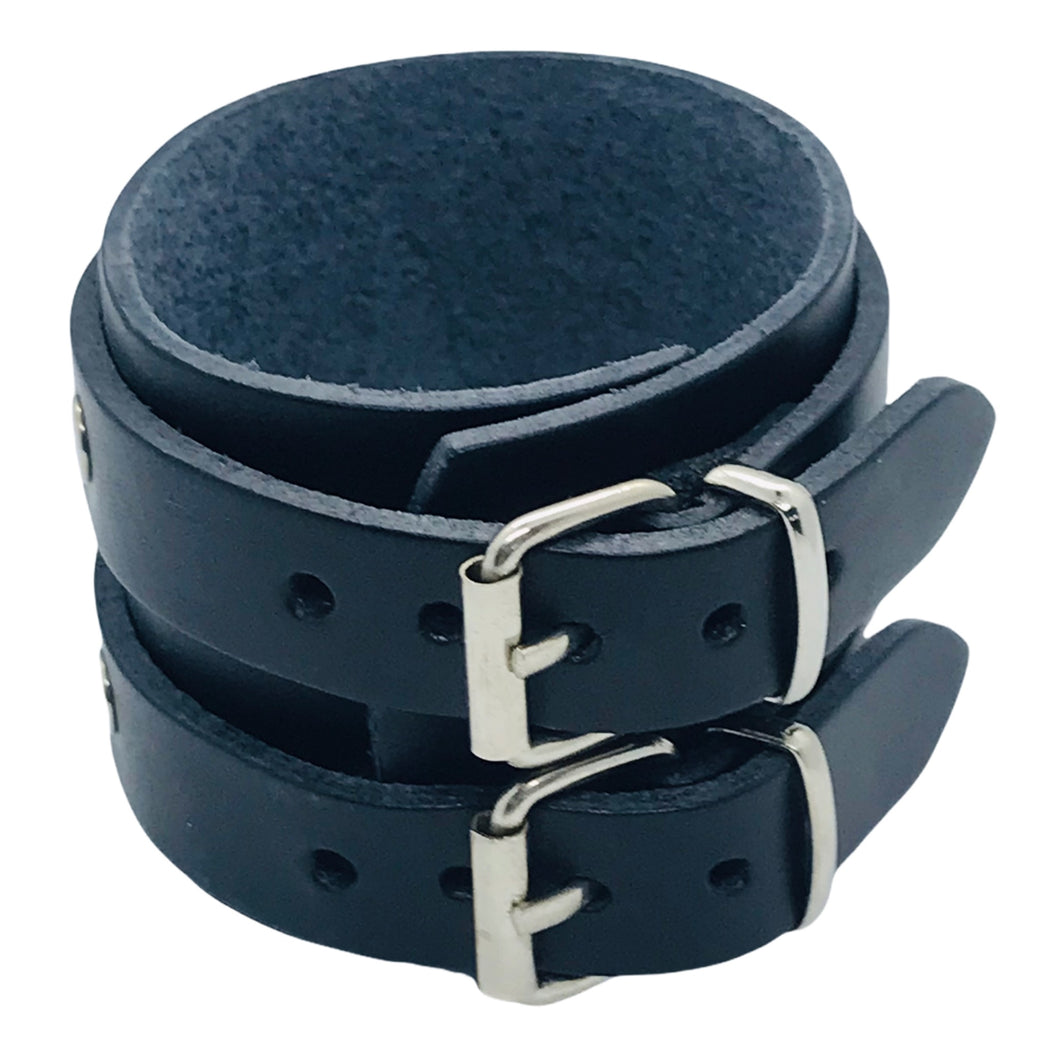 Bracelet de Force en Cuir Véritable Pour Homme et Femme Double Lanières Bracelet de Force en Cuir Véritable Double Lanières Noir-Maia