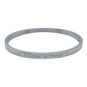 Bracelet Message Argenté  "Maman je t'aime" - Élégance et Amour en Acier Inoxydable