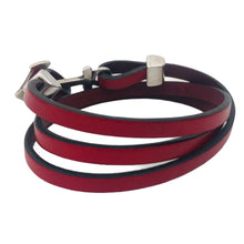 Charger l&#39;image dans la galerie, Bracelet Homme &amp; Femme Cuir Plat 5 mm Triple Tours Fermoir Ancre Marine-Nazaré
