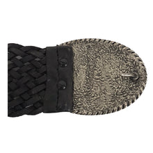 Charger l&#39;image dans la galerie, Ceinture Femme Cuir Véritable Tréssé 6 cm avec Boucle Ovale Western Cactus - Noire - CTR2001
