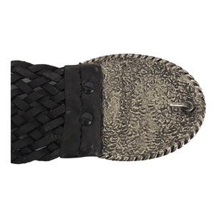 Ceinture Femme Cuir Véritable Tréssé 6 cm avec Boucle Ovale Western Cactus - Noire - CTR2001