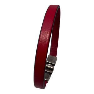 Bracelet Unisexe en Cuir Plat Punto Ar 21 - Élégance et Originalité en Noir, Brun et Rouge