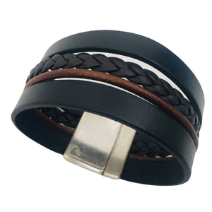Bracelet Manchette en Cuir Multi-Lanières - Élégance Unisexe pour Toutes Occasions