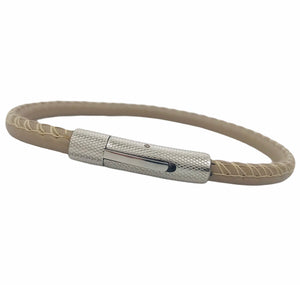 Bracelet Homme Tomar en Cuir Rond Surpiqué 5 mm avec Fermoir Clippé en Acier Inoxydable - Style Élégant et Moderne