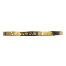 Charger l&#39;image dans la galerie, BRACELET MESSAGE doré  &quot;Vis la vie que tu aimes&quot;

