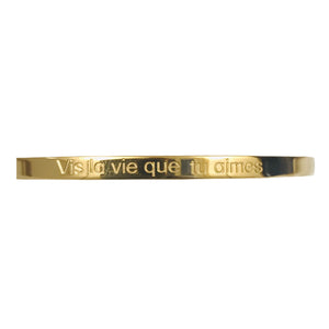 BRACELET MESSAGE doré  "Vis la vie que tu aimes"