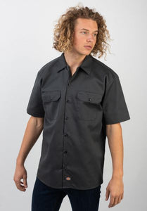 Chemise Homme Dickies Work Shirt GREY - Manches Courtes, Style Élégant et Décontracté